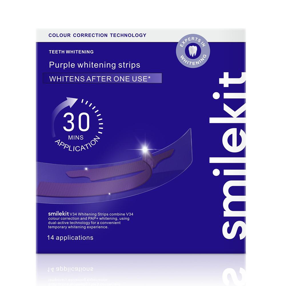 Teeth Whitening At Home - ﻿Smilekit Teeth Whitening Strips Purple V34