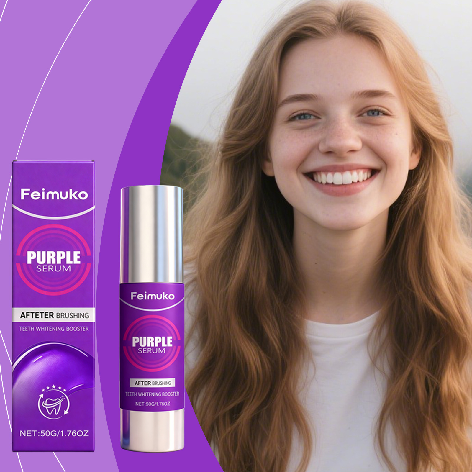 Teeth Whitening Serum - Feimuko Purple Serum Teeth Whitening Booster